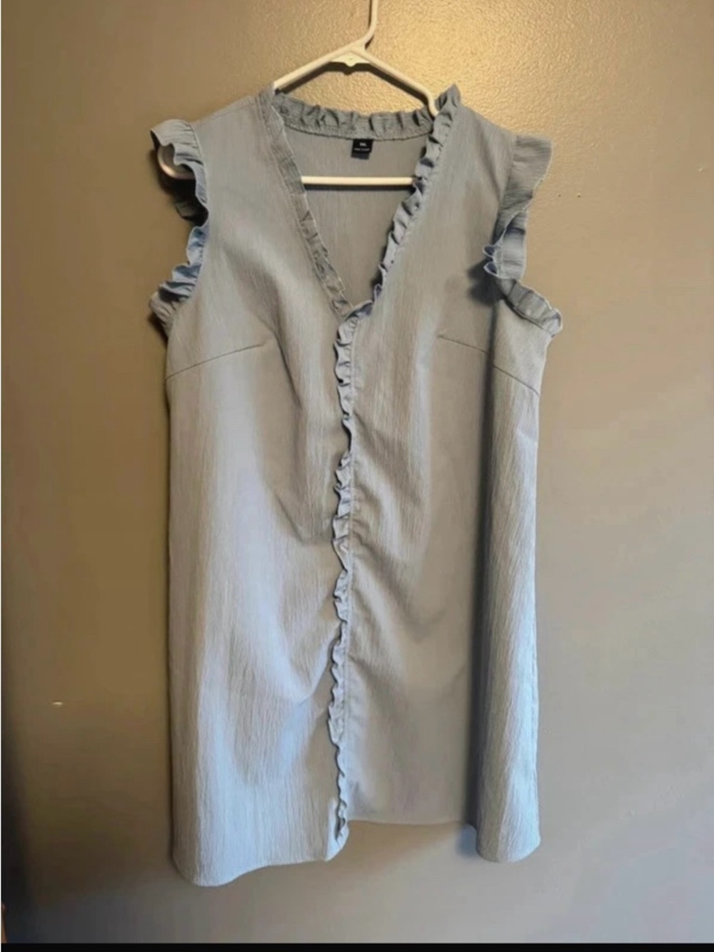 Casual Ruffle Trim Light Blue Sleeveless Dress NWOT